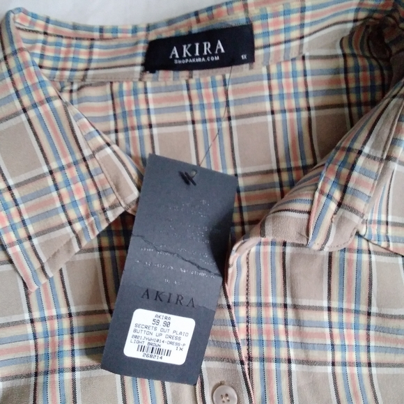 AKIRA SECRETS OUT PLAID BUTTON UP SHIRT DRESS SIZE: 1X - Picture 11 of 11